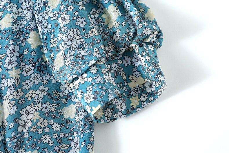 V Neck Short Sleeves Printed Buttons Lace Up Dress Mssaz Desses