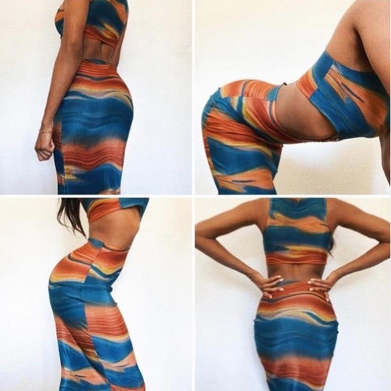 Colorful Print Vacation Long Dresses Cut Out Sleeveless Bodycon Dress Mssaz Desses