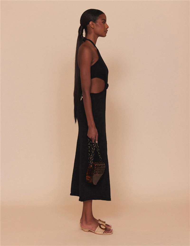 Vacation Outfits Knitted Halter Maxi Dresses Mssaz Desses