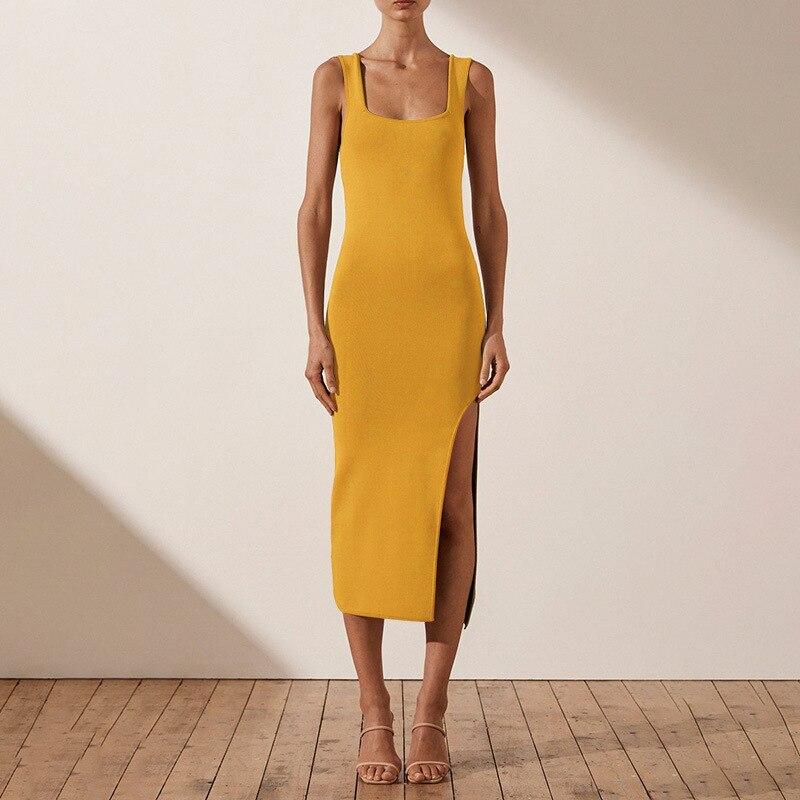 Sleeveless Backless High Split Long Party Dress Mssaz Desses
