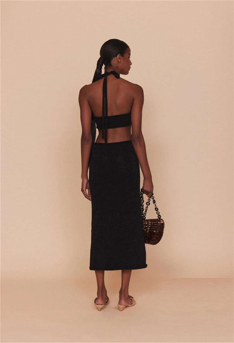 Vacation Outfits Knitted Halter Maxi Dresses Mssaz Desses
