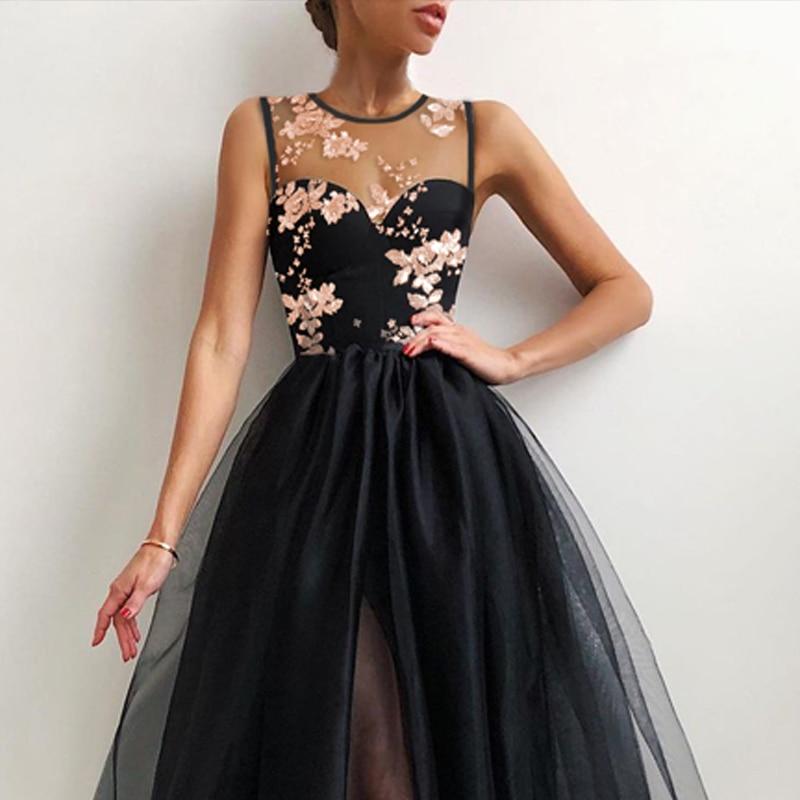 Halter Off Shoulder Party Dress Spaghetti Strap Spliced Mesh Dresses Mssaz Desses