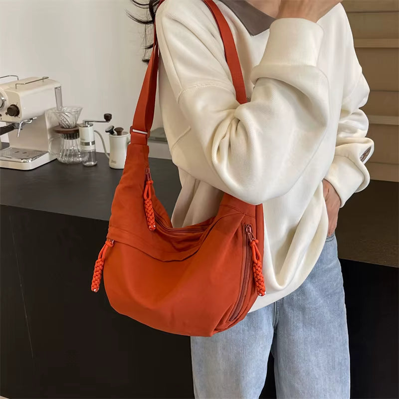 Casual High Capacity Leisure Versatile Nylon Fabric Crossbody Messenger Hobos Bag Mssza