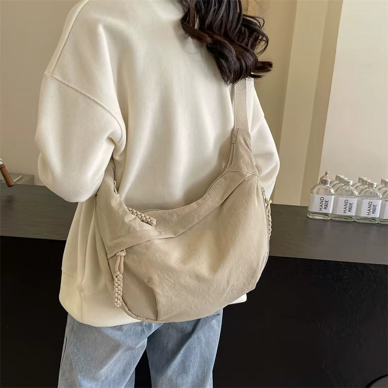 Casual High Capacity Leisure Versatile Nylon Fabric Crossbody Messenger Hobos Bag Mssza