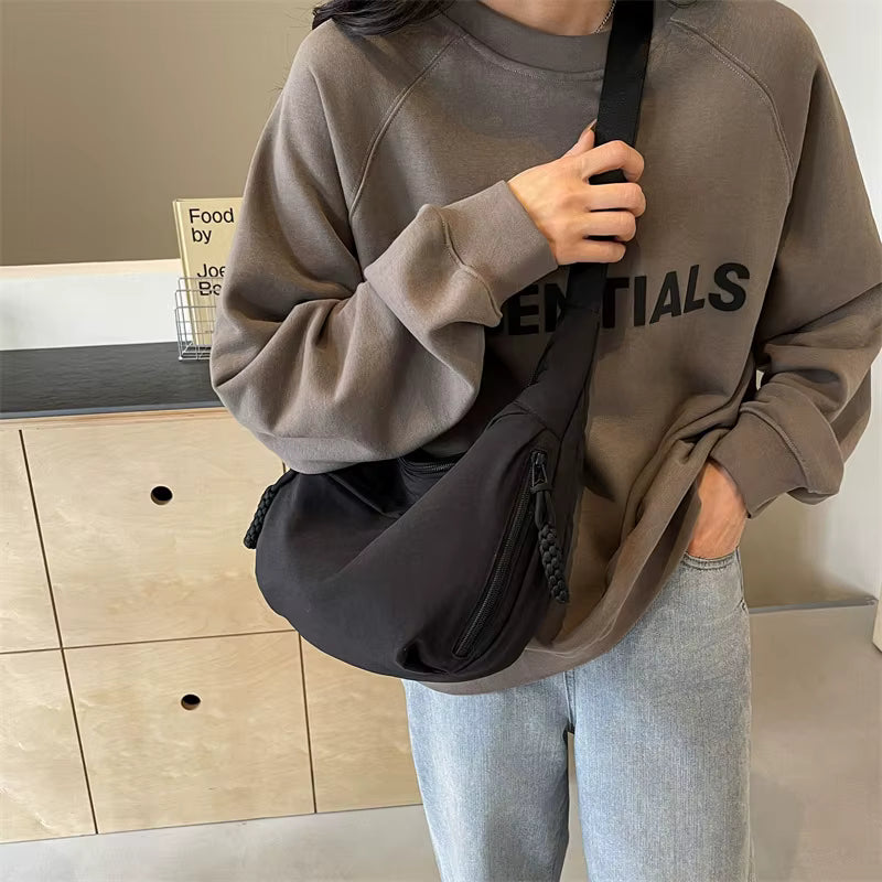 Casual High Capacity Leisure Versatile Nylon Fabric Crossbody Messenger Hobos Bag Mssza
