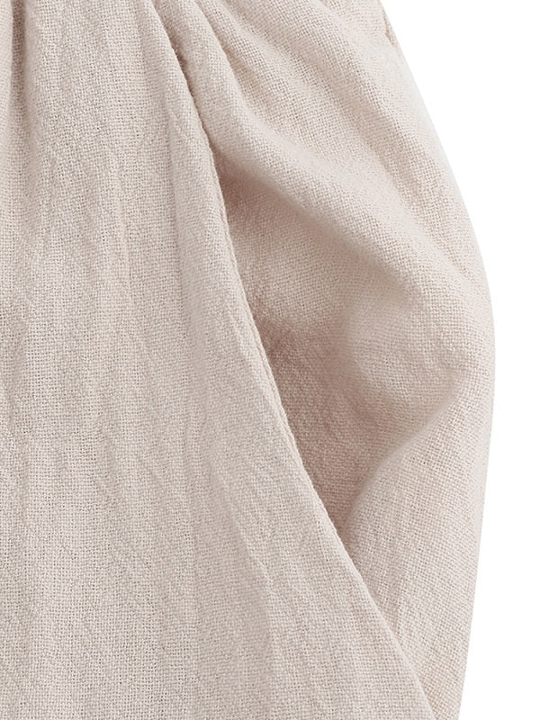 High Elastic Waist Loose Solid Wide Leg Pants Mssza