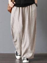 High Elastic Waist Loose Solid Wide Leg Pants Mssza