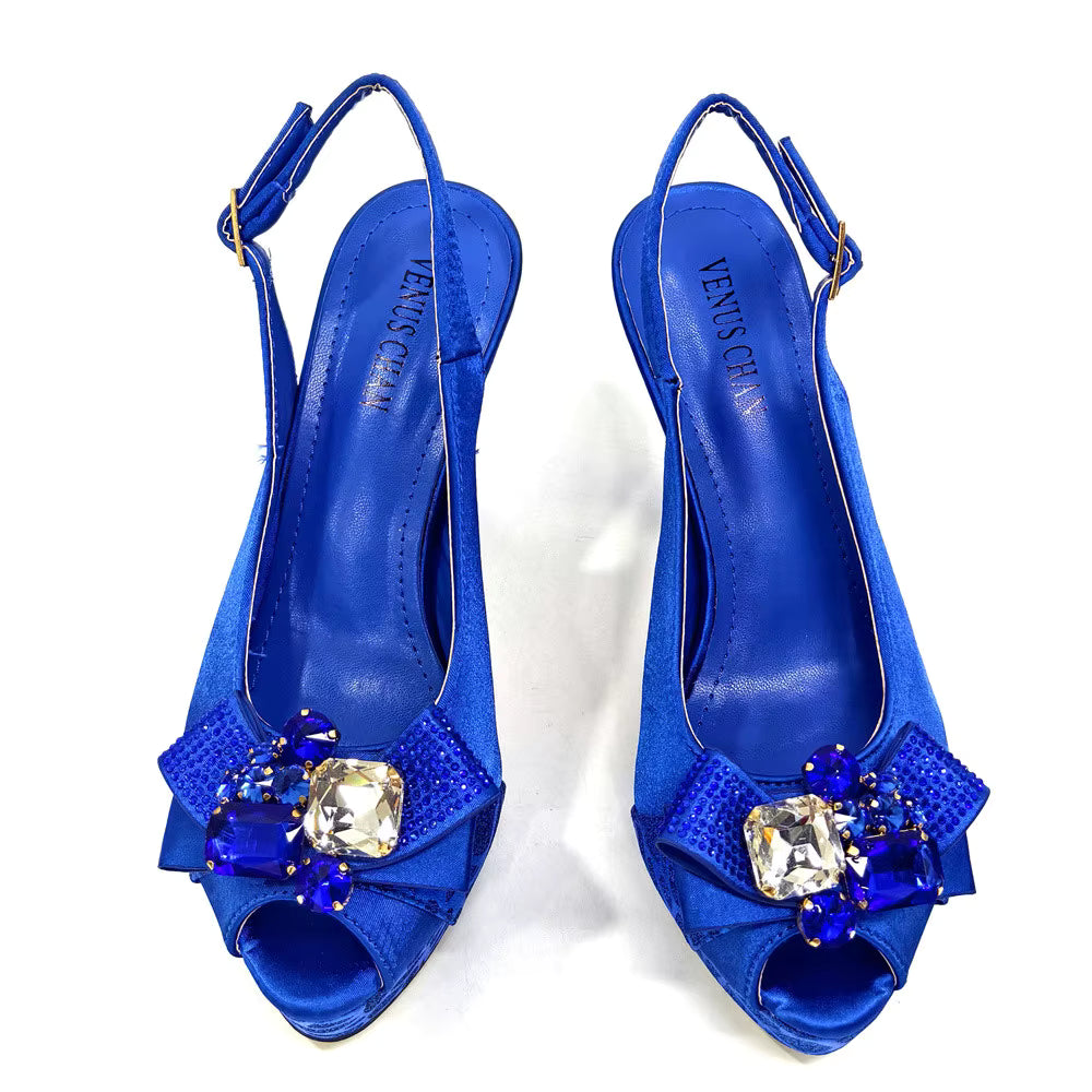 High Heel Wedding Party Bigger Size Design Shoes and Bags Matching Set Mssza