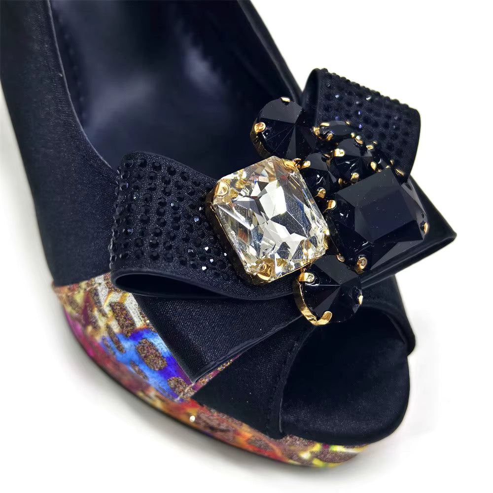 High Heel Wedding Party Bigger Size Design Shoes and Bags Matching Set Mssza