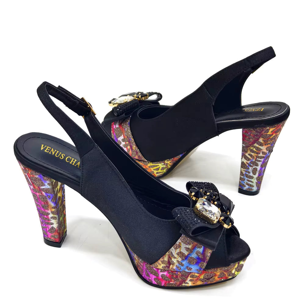 High Heel Wedding Party Bigger Size Design Shoes and Bags Matching Set Mssza
