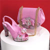 High Heel Wedding Party Bigger Size Design Shoes and Bags Matching Set Mssza
