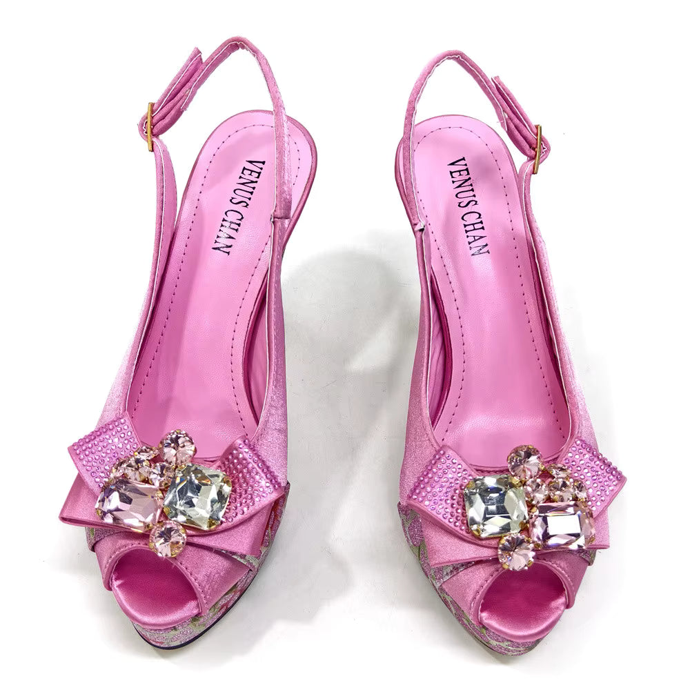 High Heel Wedding Party Bigger Size Design Shoes and Bags Matching Set Mssza
