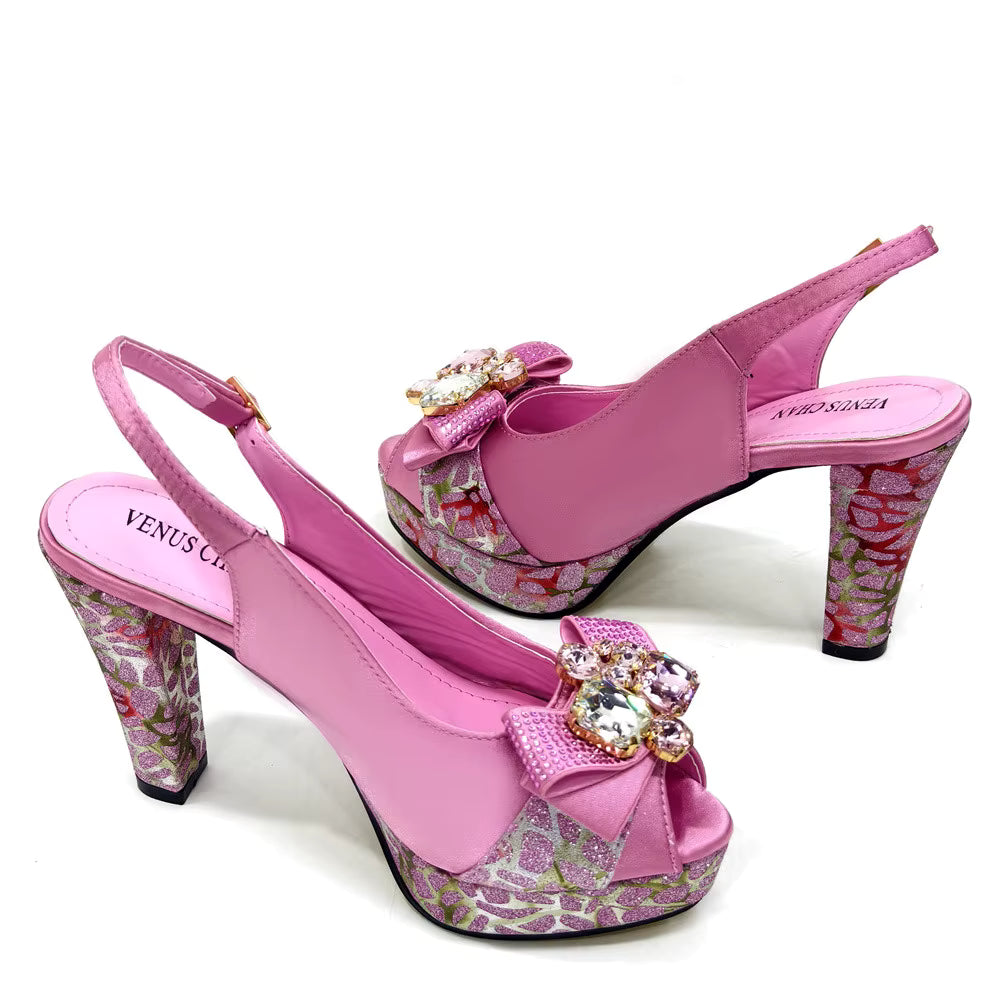High Heel Wedding Party Bigger Size Design Shoes and Bags Matching Set Mssza