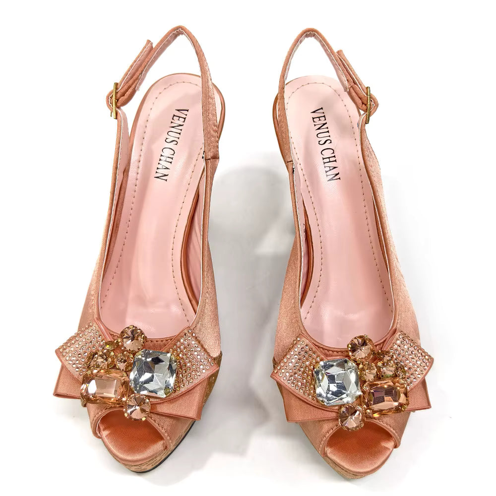 High Heel Wedding Party Bigger Size Design Shoes and Bags Matching Set Mssza