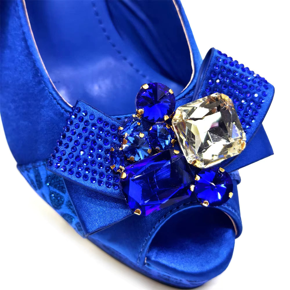 High Heel Wedding Party Bigger Size Design Shoes and Bags Matching Set Mssza