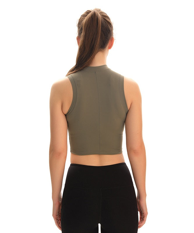 High-Neck Plain Gym Fitness Sport Crop Tops Mssza
