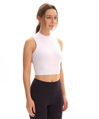 High-Neck Plain Gym Fitness Sport Crop Tops Mssza