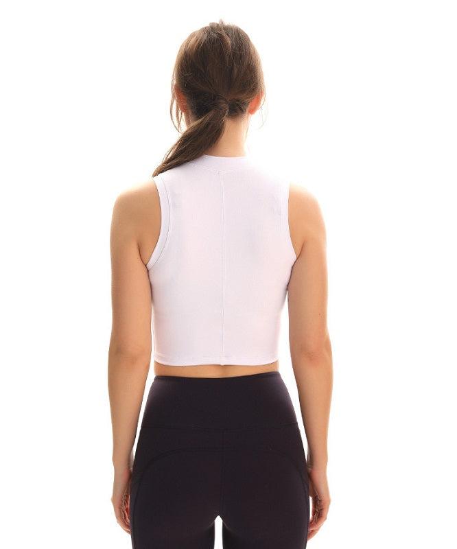 High-Neck Plain Gym Fitness Sport Crop Tops Mssza