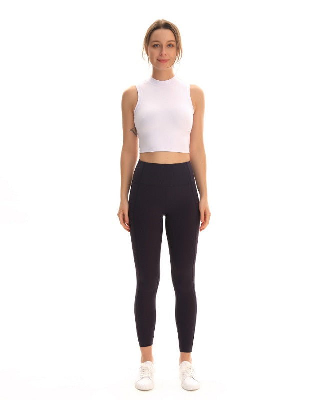High-Neck Plain Gym Fitness Sport Crop Tops Mssza