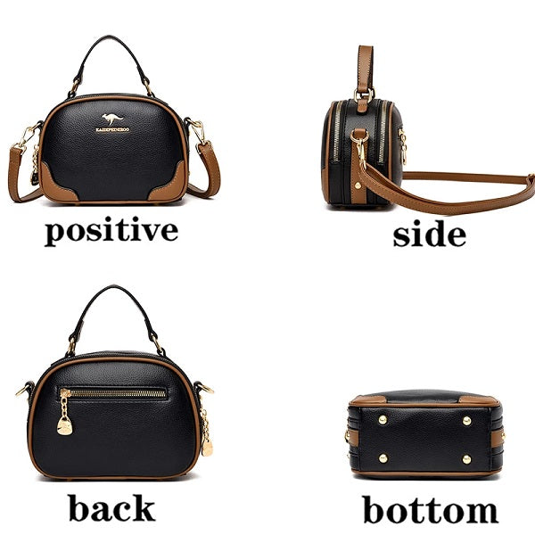 High Quality PU Leather Diagonal Casual Solid Handbags Mssza