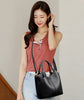 Soft Leather Interior Slot Pocket Luxury Large Capacity Bucket Handbag Mssza