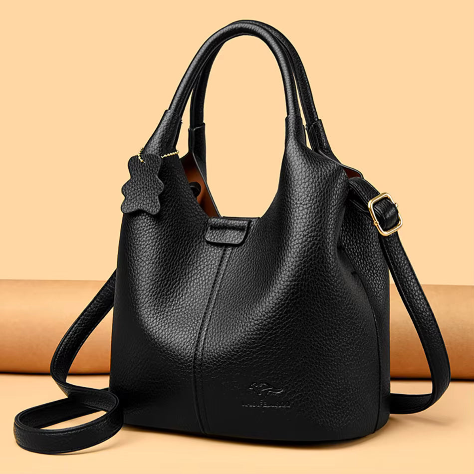 Soft Leather Interior Slot Pocket Luxury Large Capacity Bucket Handbag Mssza