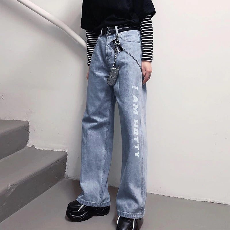 High Street Pocket Denim Jeans Vintage Straight Pants Mssza