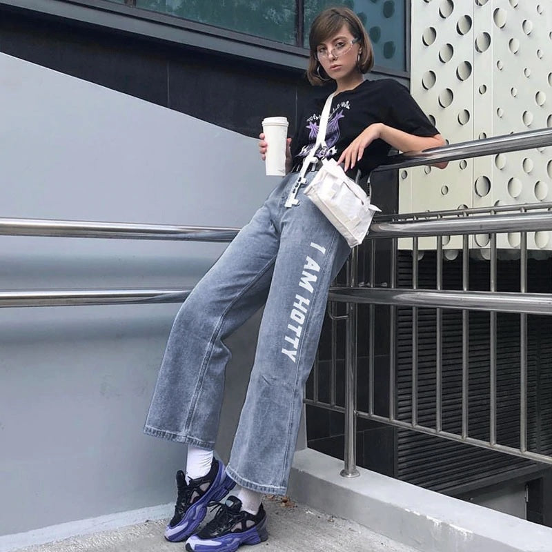High Street Pocket Denim Jeans Vintage Straight Pants Mssza