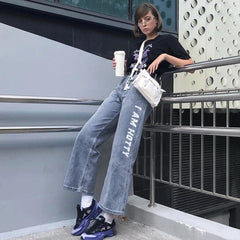 High Street Pocket Denim Jeans Vintage Straight Pants Mssza