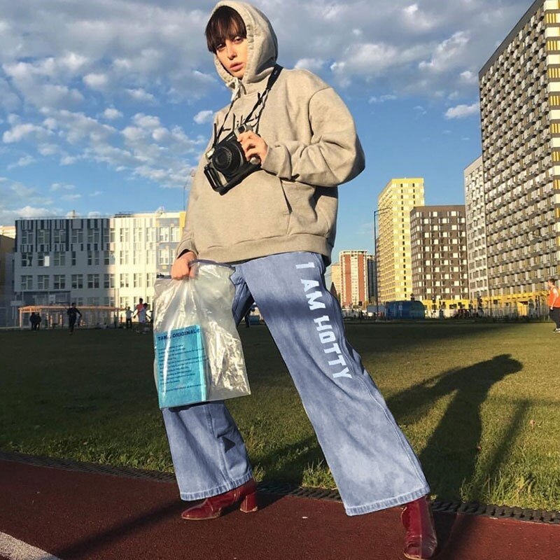 High Street Pocket Denim Jeans Vintage Straight Pants Mssza