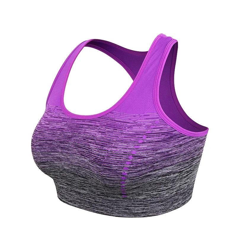 High Stretch Breathable Fitness Padded for Running Yoga Gym Seamless Gradient Sport Bra Mssza
