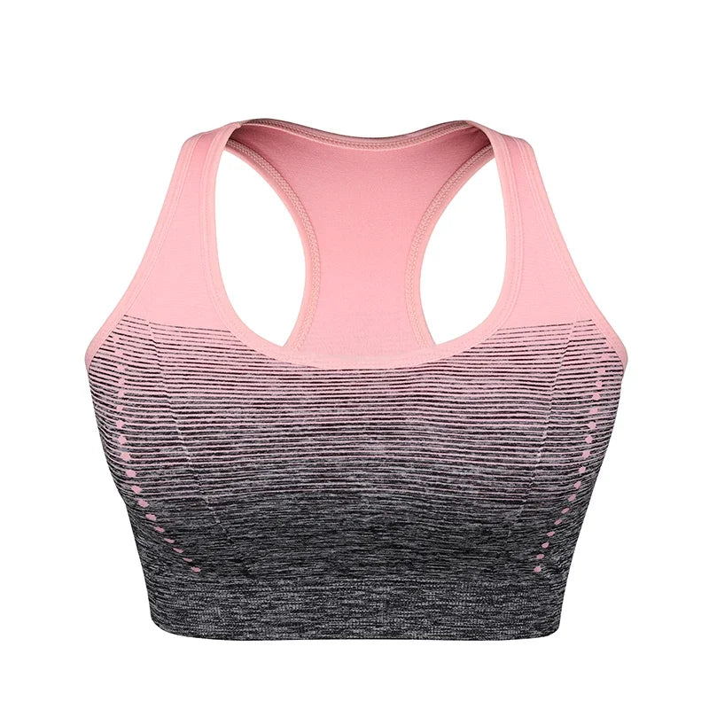 High Stretch Breathable Fitness Padded for Running Yoga Gym Seamless Gradient Sport Bra Mssza