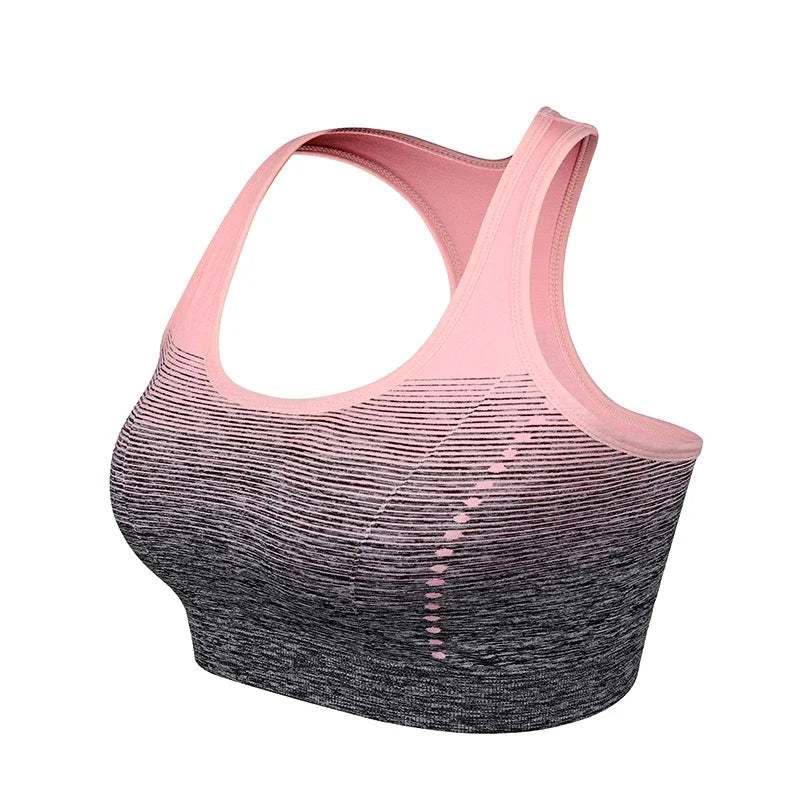 High Stretch Breathable Fitness Padded for Running Yoga Gym Seamless Gradient Sport Bra Mssza