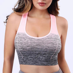 High Stretch Breathable Fitness Padded for Running Yoga Gym Seamless Gradient Sport Bra Mssza