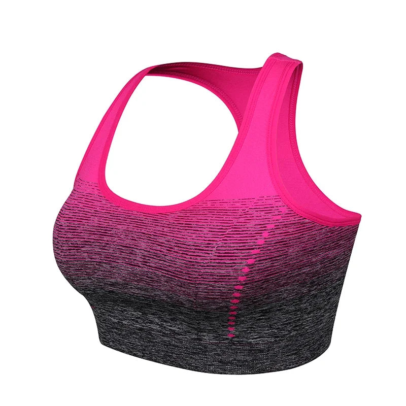 High Stretch Breathable Fitness Padded for Running Yoga Gym Seamless Gradient Sport Bra Mssza