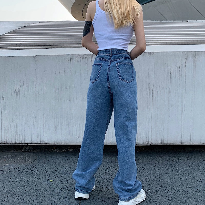 High Waist Baggy Casual Butterfly Printed Denim Jeans Mssza