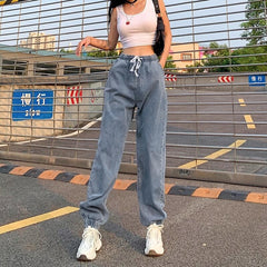 High Waist Casual Cargo Cotton Streetwear Denim Pants Mssza