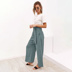 High Waist Casual Cotton Linen Pants Mssza