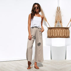High Waist Casual Cotton Linen Pants Mssza