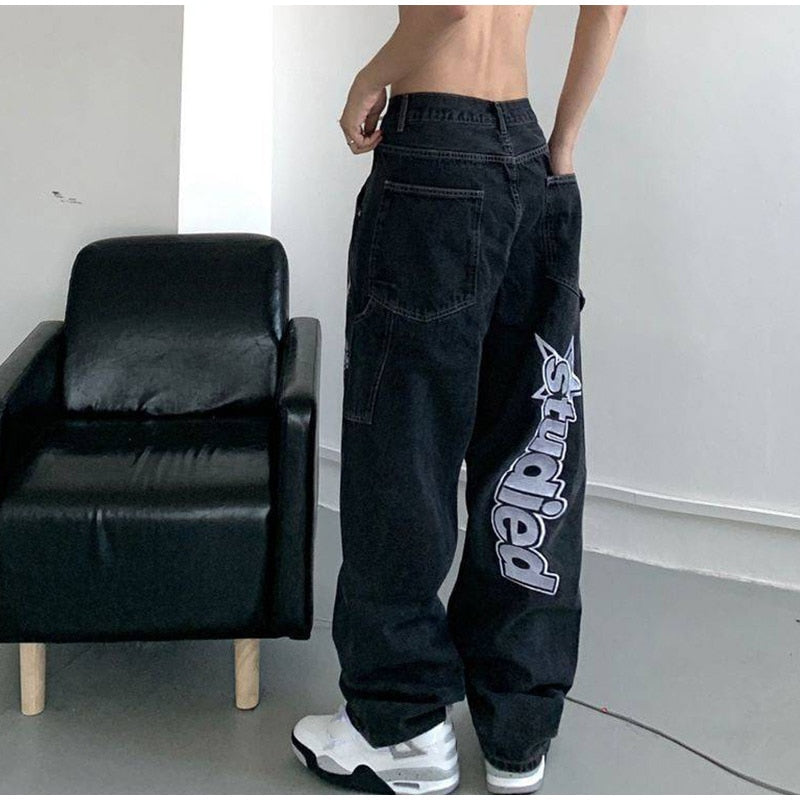 High Waist Casual Over sized Straight Pocket Jeans Mssza