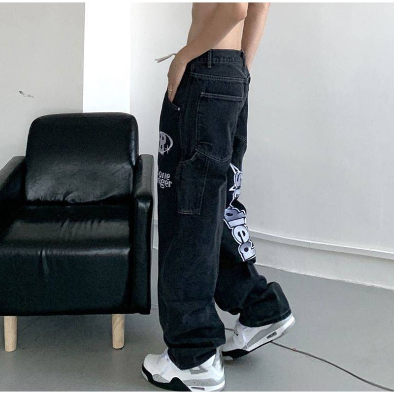 High Waist Casual Over sized Straight Pocket Jeans Mssza