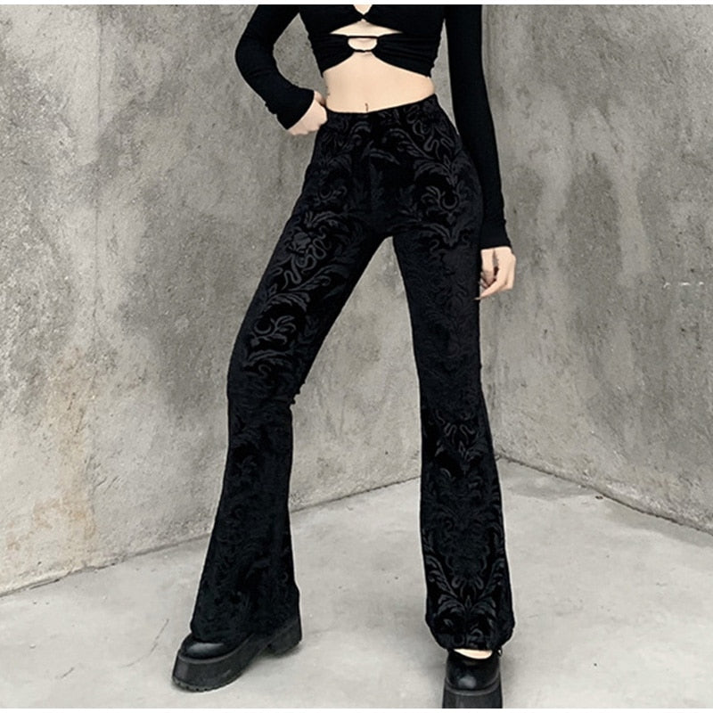 High Waist Casual Printed Flared Pants Mssza