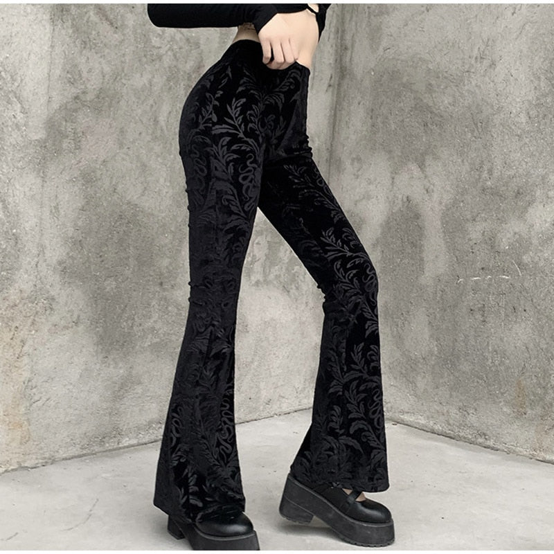 High Waist Casual Printed Flared Pants Mssza