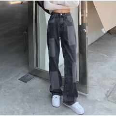 High-Waist Denim Casual Loose Wear Pants Mssza