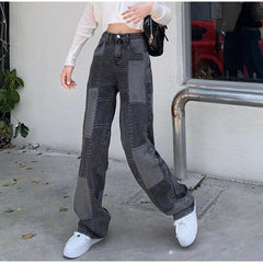 High-Waist Denim Casual Loose Wear Pants Mssza
