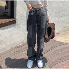 High-Waist Denim Casual Loose Wear Pants Mssza
