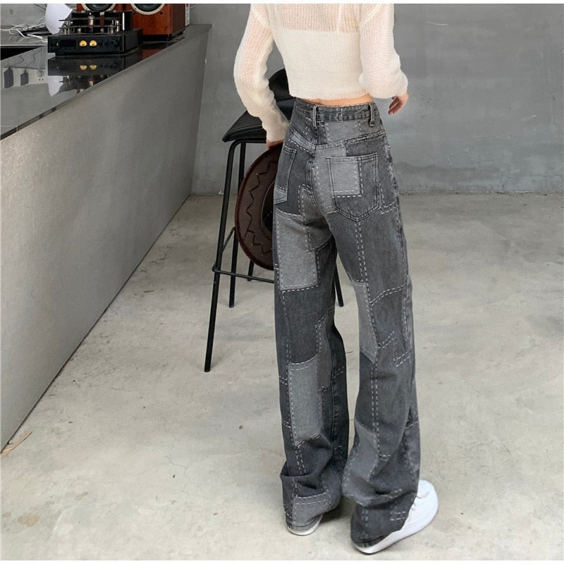 High-Waist Denim Casual Loose Wear Pants Mssza