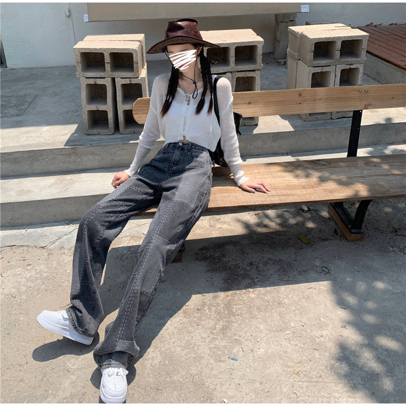 High-Waist Denim Casual Loose Wear Pants Mssza