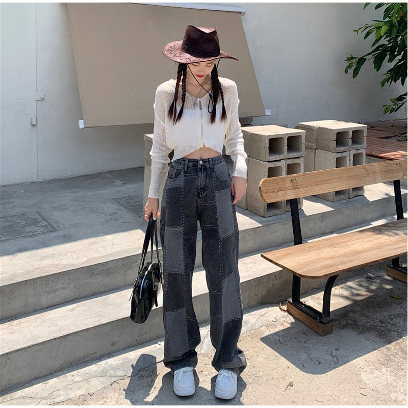 High-Waist Denim Casual Loose Wear Pants Mssza