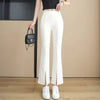 High Waist Drape Split Design Disc Buckle Bell-bottoms Sweatpants Mssza